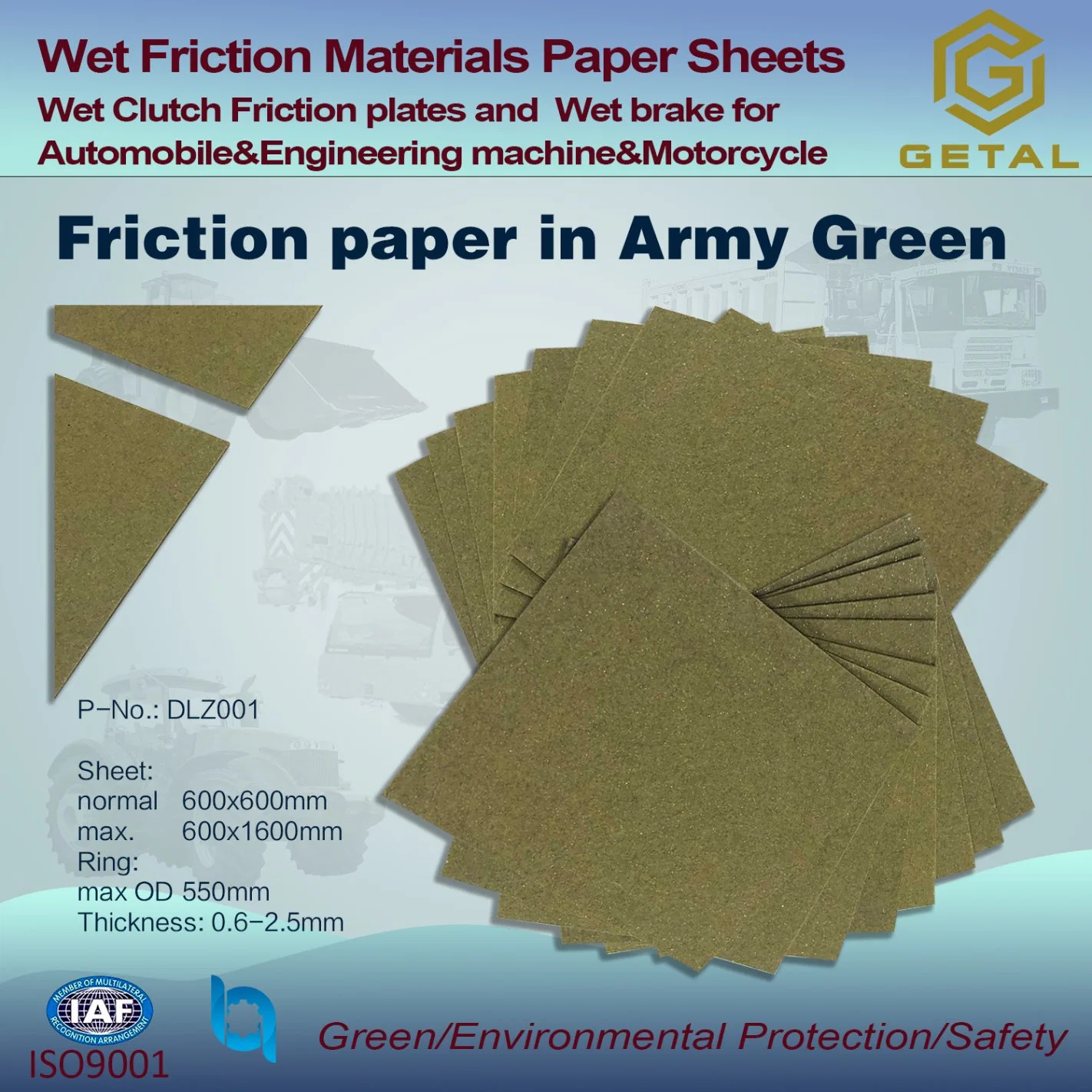 Auto partie Paper-Based humide en fibre de carbone des matériaux de friction de frein et embrayage