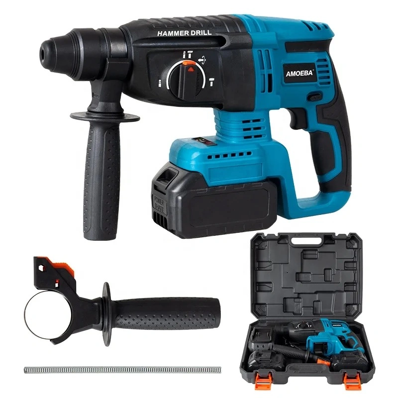 Portable Electric Rotary Hammer Drill 20V Cordless with Rechargeable Lithium Battery