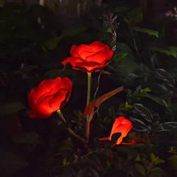 LED Outside Floor Landscape Rose Reed Lamp Solar Spot Flower Light Garden Decoration