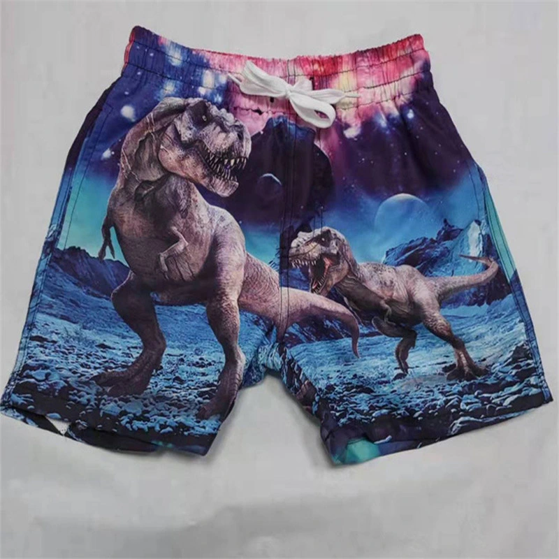 Summer Kids Beach Pants Tyrannosaurus Print Children's Shorts Polyester Beachwear