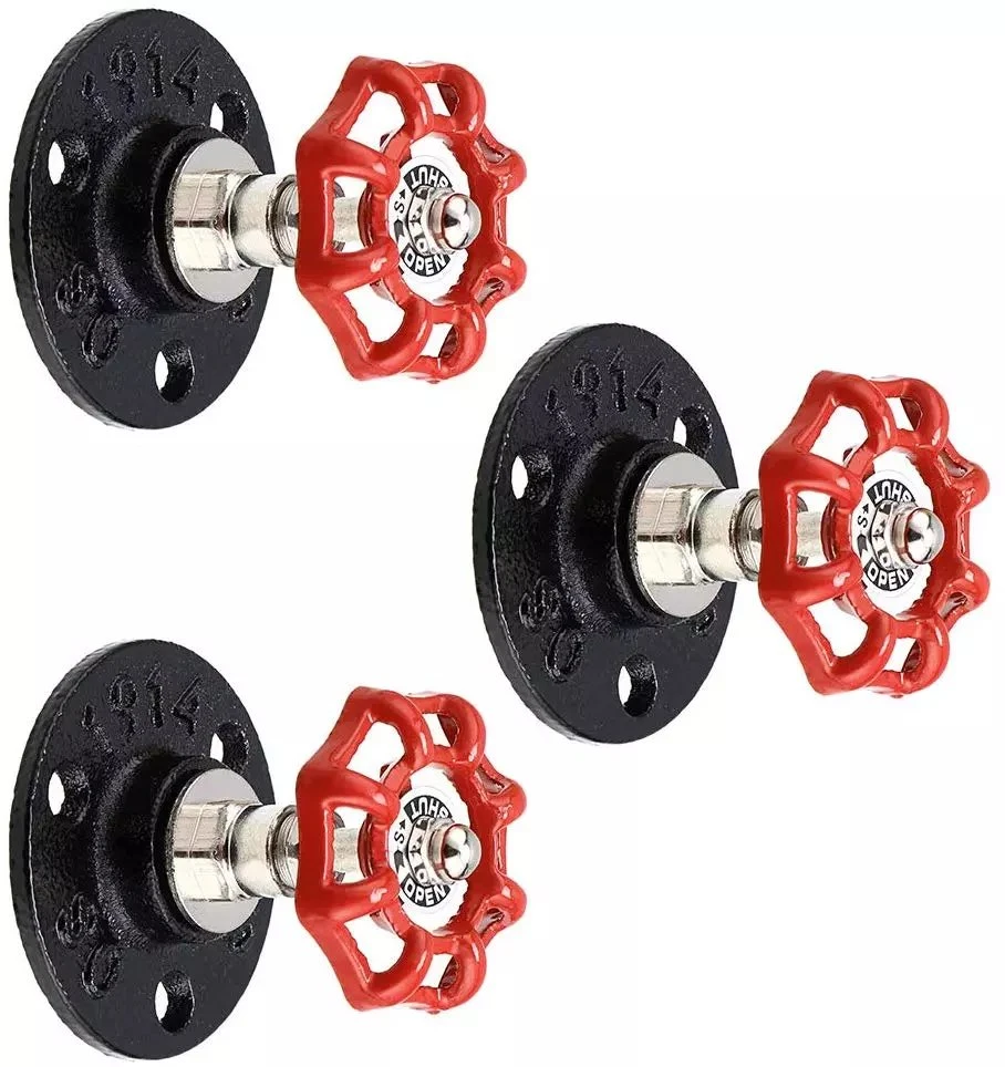 3/4 Inch Decoration Red Value Iron Pipe Fittings Loft Industry Style Red Hand Wheel