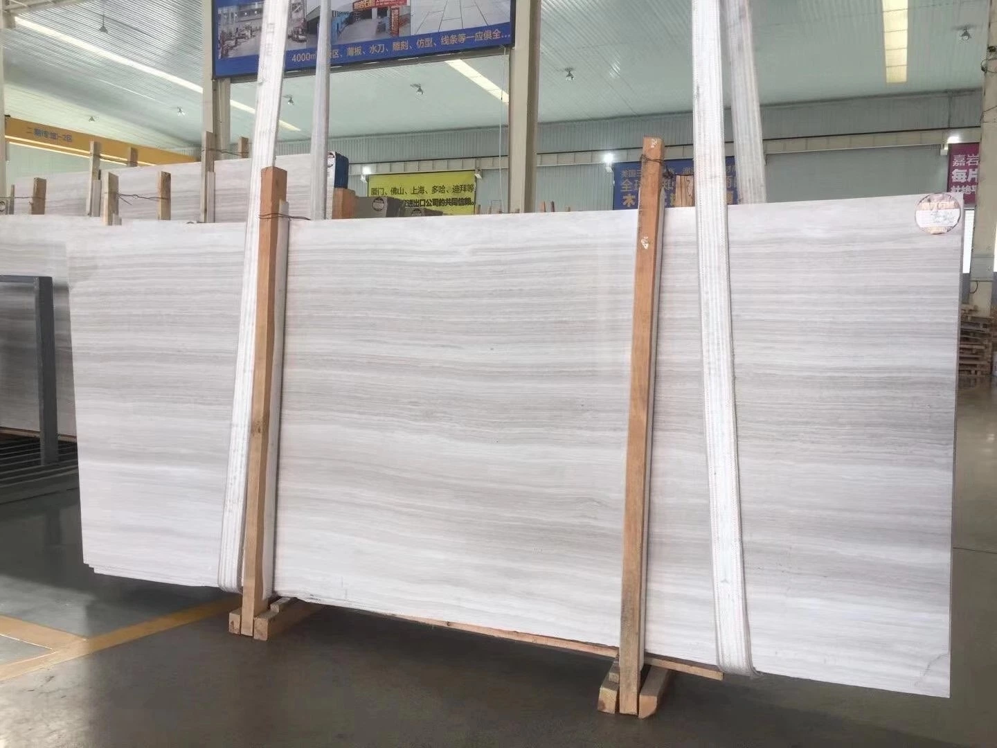 China White Grey Wooden Wood Grain Marble Slabs