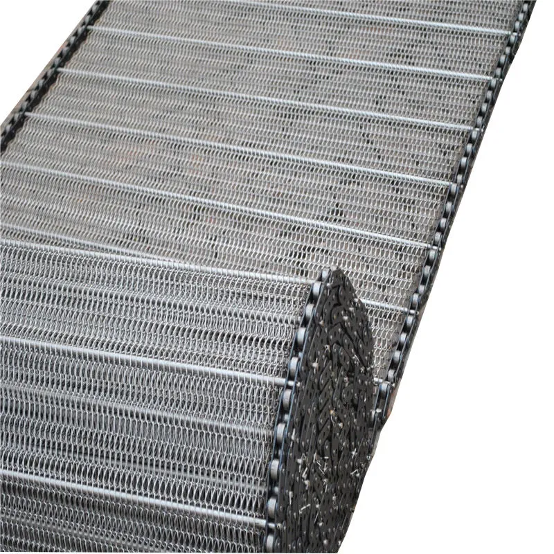 Food Grade SS304 Conveyor Pizza Baking / Chocolate Enrober Stainless Steel 1.6mm 1.8mm Wire Mesh Conveyors Flat Flex Belt Band