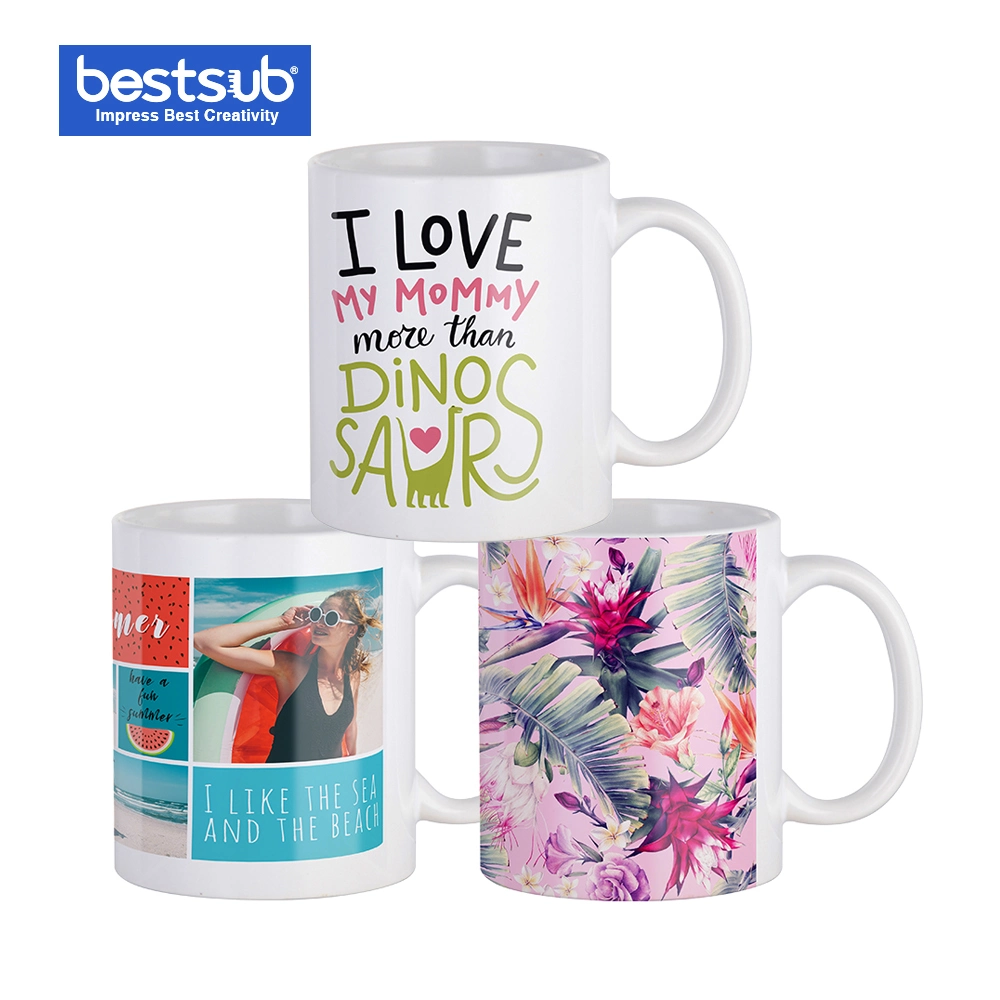 Venta al por mayor de tazas de cerámica blanca de 330 ml (11 oz) de Bestsub para sublimación de impresión