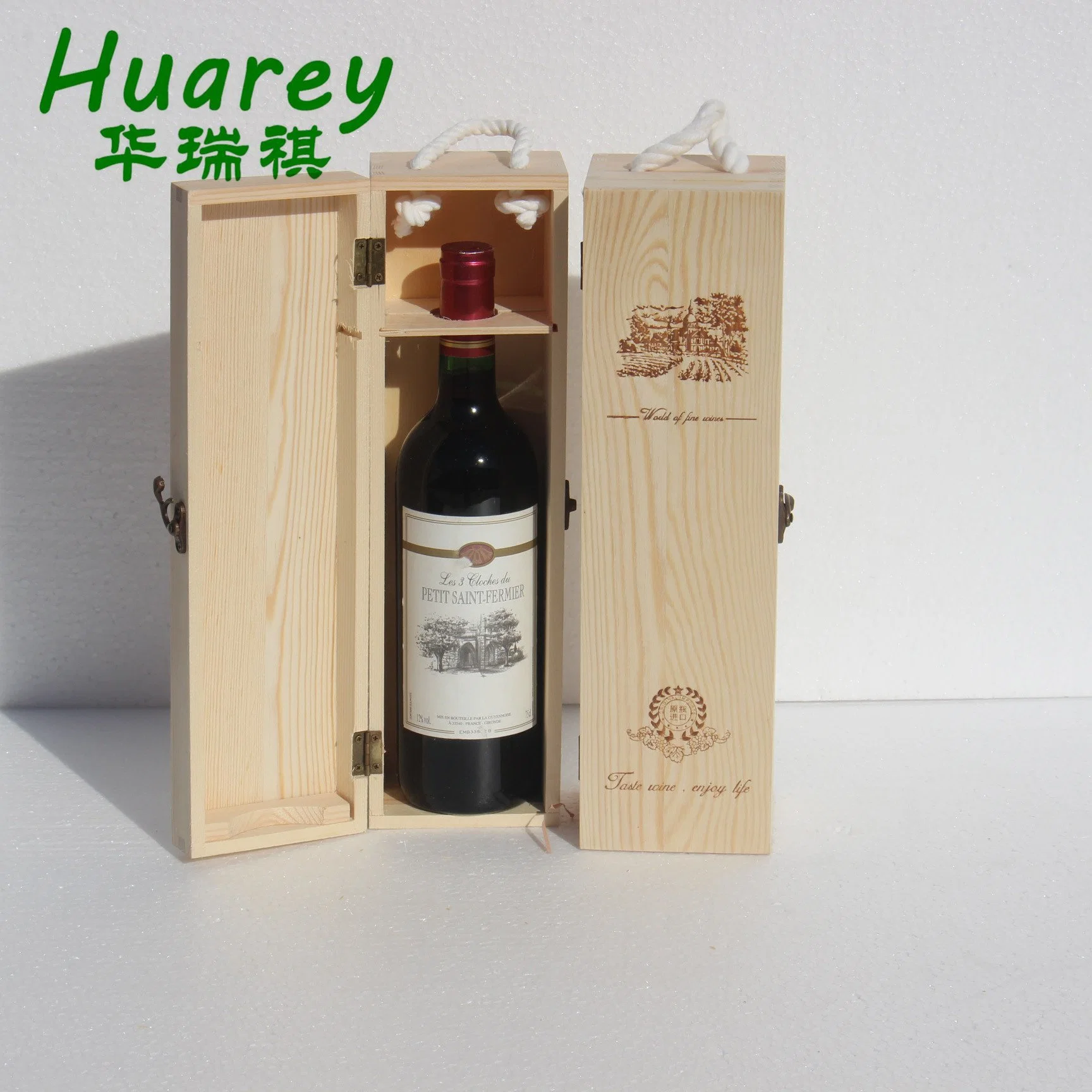 Gift Jewel Design Watch Storage Pine Display Tissue Red Wine Wooden Box