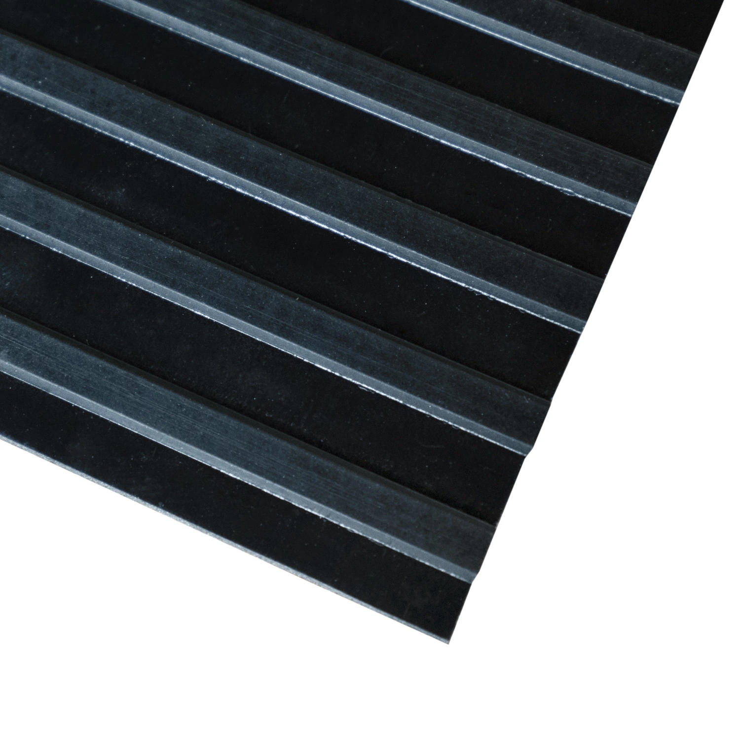 Black Extra Width Wide Ribbed Pattern Mat