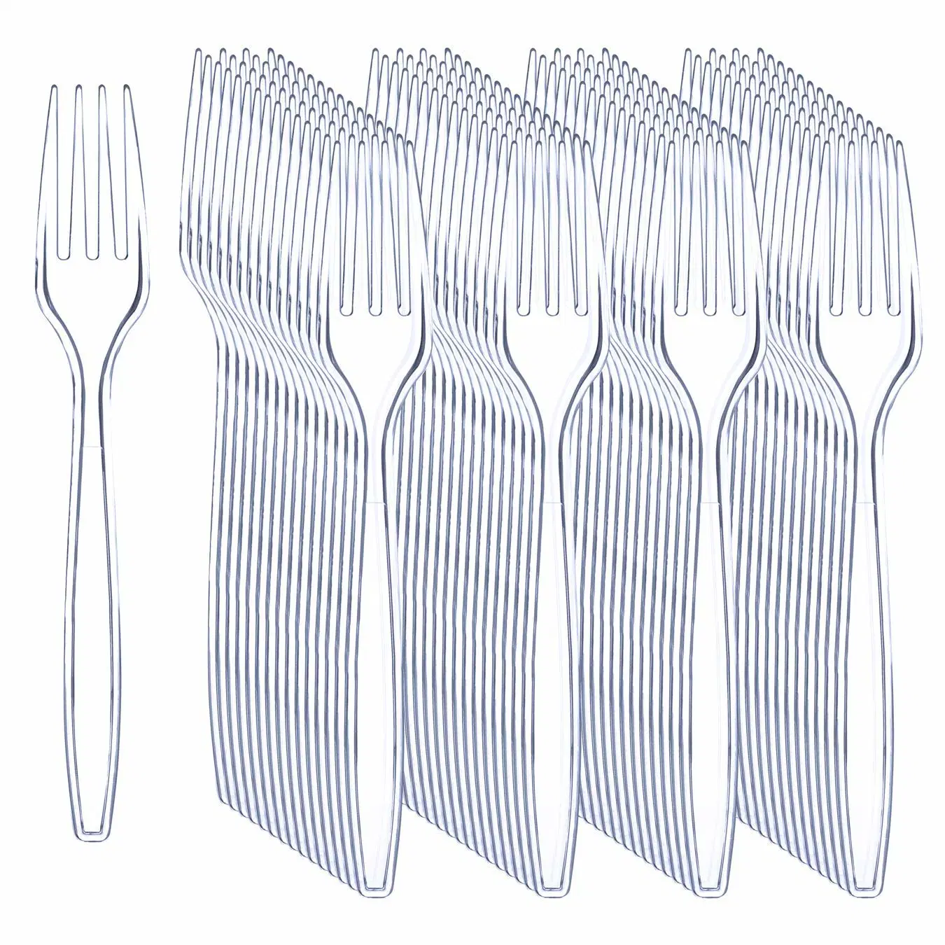 10PCS Wholesale/Supplier Clear Plastic Disposable Forks Heavy Duty Clear Cutlery Forks