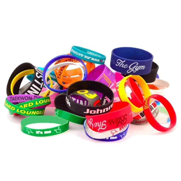 Customized Logo Colorful Fashion Teether Wrist Slap Negative Screen Printed Promotion Product Item Silicone Wristband