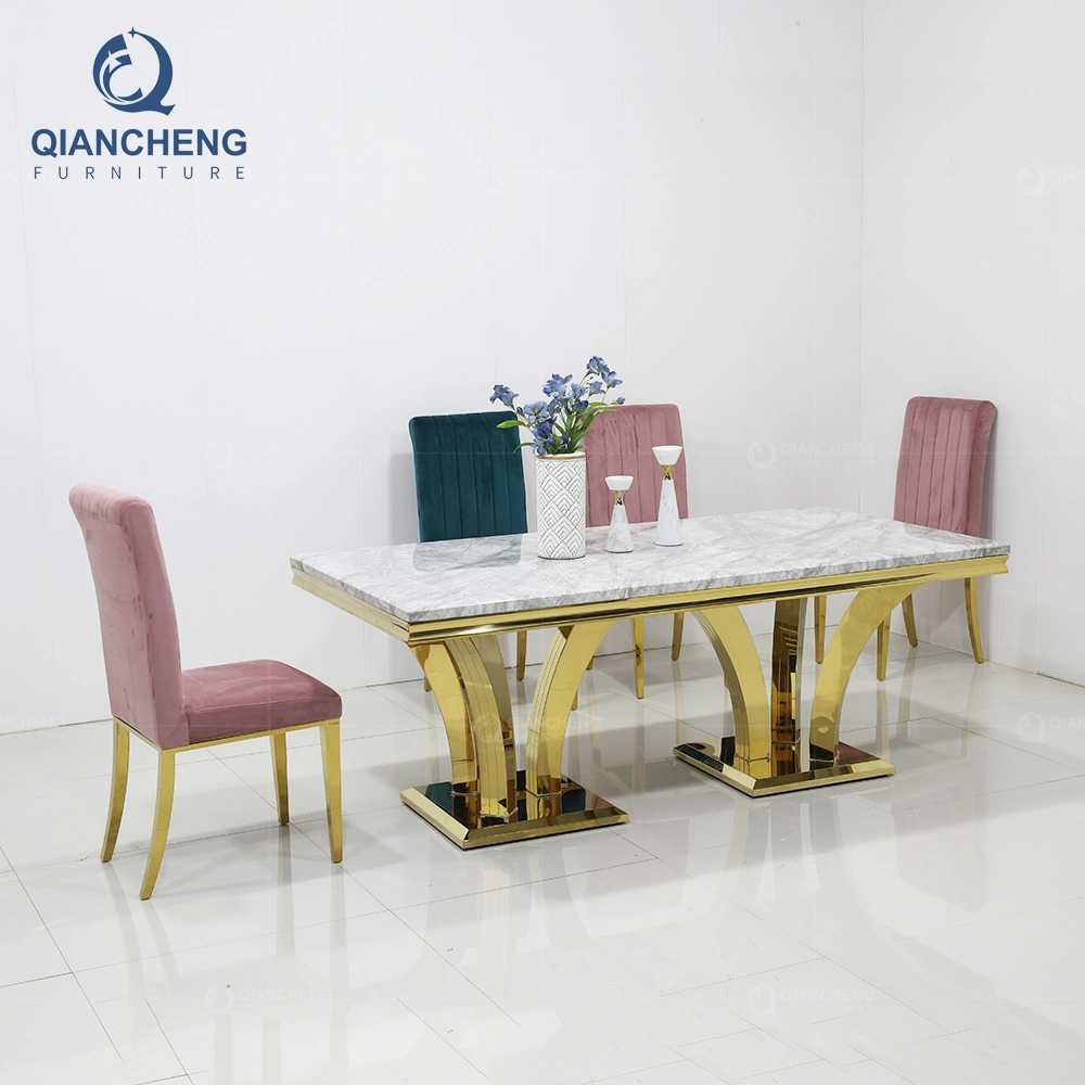 Dining Room Furniture Table Set Marble Table with 8 Chairs