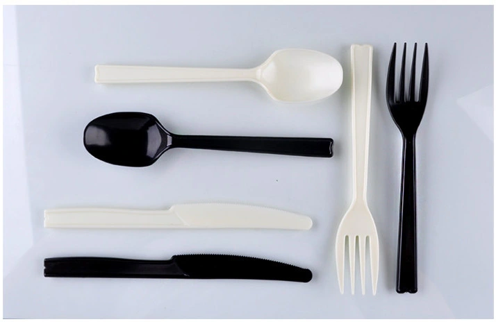 Disposable Tableware Black Knife Dinner Spoons Serving Lengthen Plastic Forks