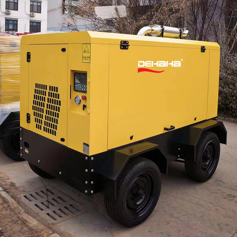 Industrial Diesel Portable Mining Trailer Screw Air Compressor with Wheels