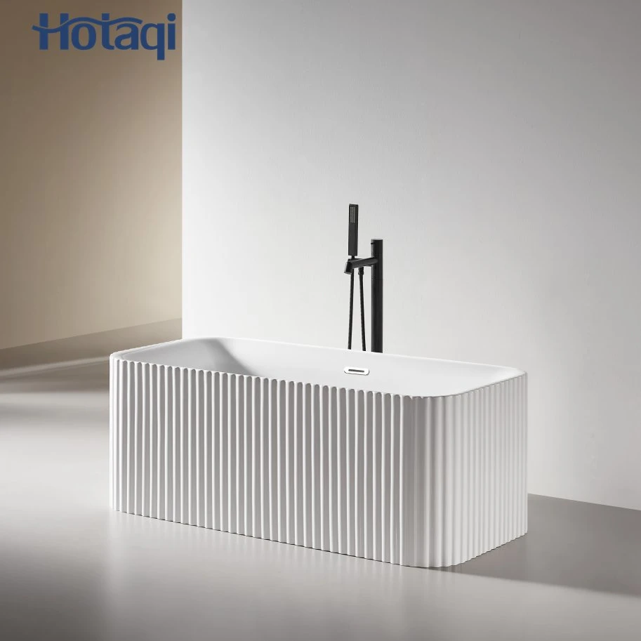 Hotaqi Bathroom Australia Acrylic Hot Sell Freestanding Stripes Fluted Bathtub