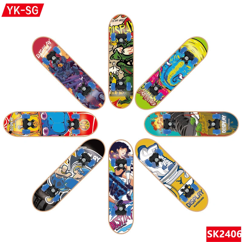 24 Inch Children Wooden Skateboard Plastic Bracket 4 PVC Wheels 17 Inch Cheap Maple Skateboard Toys