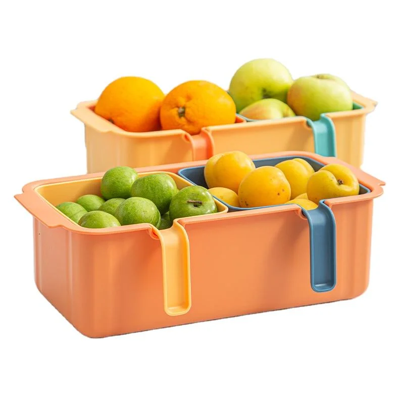 Double-Layer Drain Basket Fruit Vegetable Multi-Purpose 2 Grids Plastic Basket