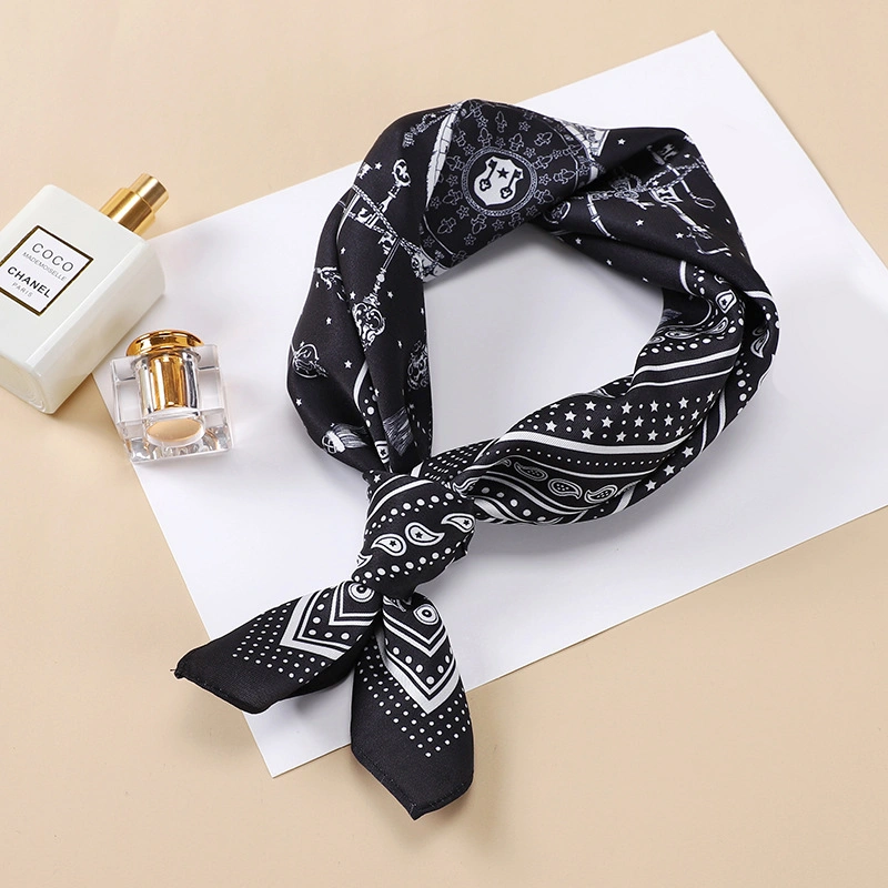 New Fashion Imitation Silk Ins Popular Design 53*53cm Custom Printed Square Polyester Lady Scarf