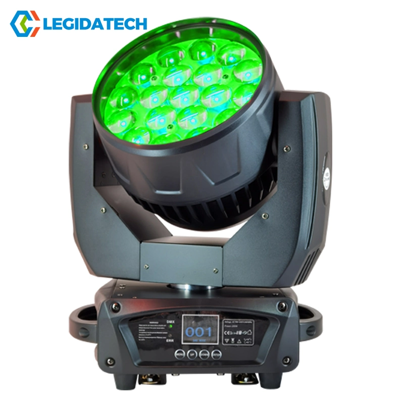 Legidatech LED 5% de descuento en lavar 1915 19x15W Aura Luz estroboscópica LED multicolor Cabezal movible Zoom iluminación de escenarios