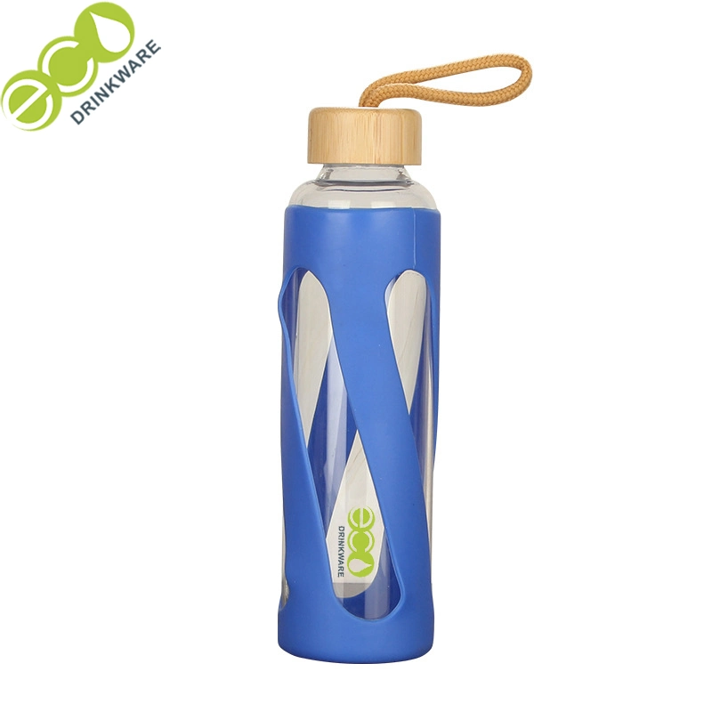 Waterdrop Ga5062 500ml Single Wall Glass Bottles Travel Silicone BPA Free Custom Wholesale/Supplier Water Bottles Borosilicate Glass Water Bottle with Bamboo Lid