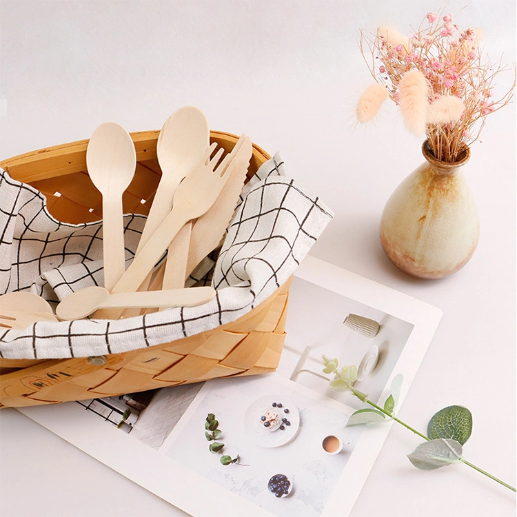 Wholesale/Supplier Custom Logo Disposable Bamboo Kitchen Spoon Knife Fork Cutlery Set