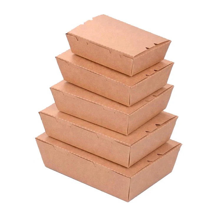 Caixa de massa lubrificante Kraft Paper Container Fast Food Square Caixa de embalagem