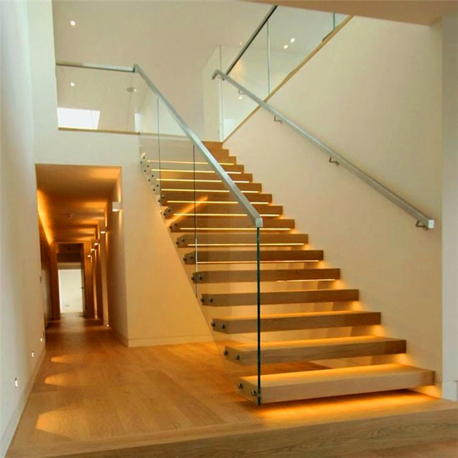 New Arrival Stair Case Staircase Lights Perforated Steel Stair with Bulustrade