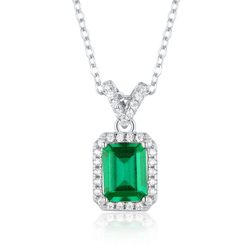 Fine Jewelry Fashion 18K Gold Plated Emerald Necklace Personalized Gemstone Pendant Necklace Women