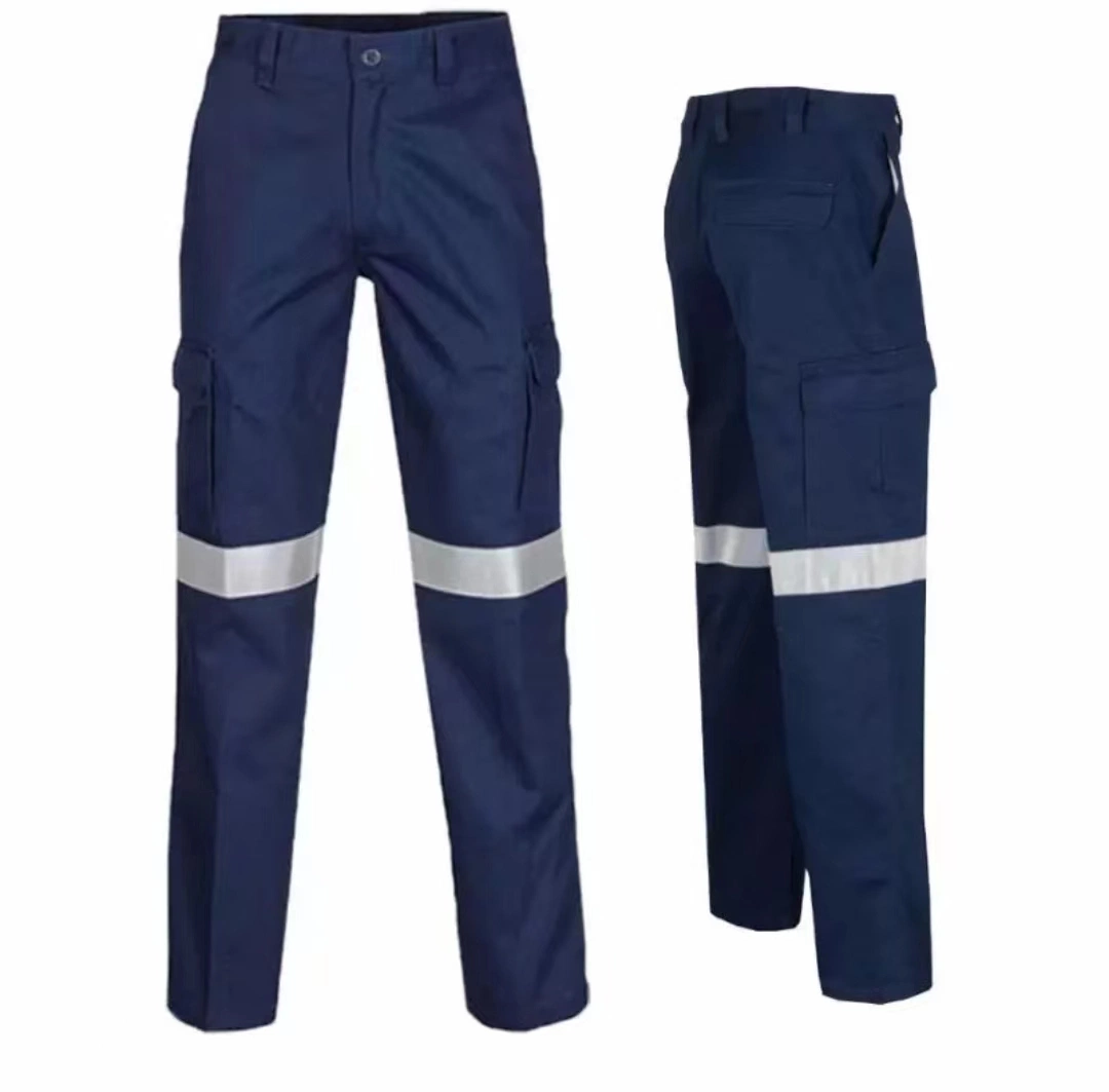 Armor 190GSM Cotton Mens Navy Work Cargo Pants with Two Side Cargo Pockets