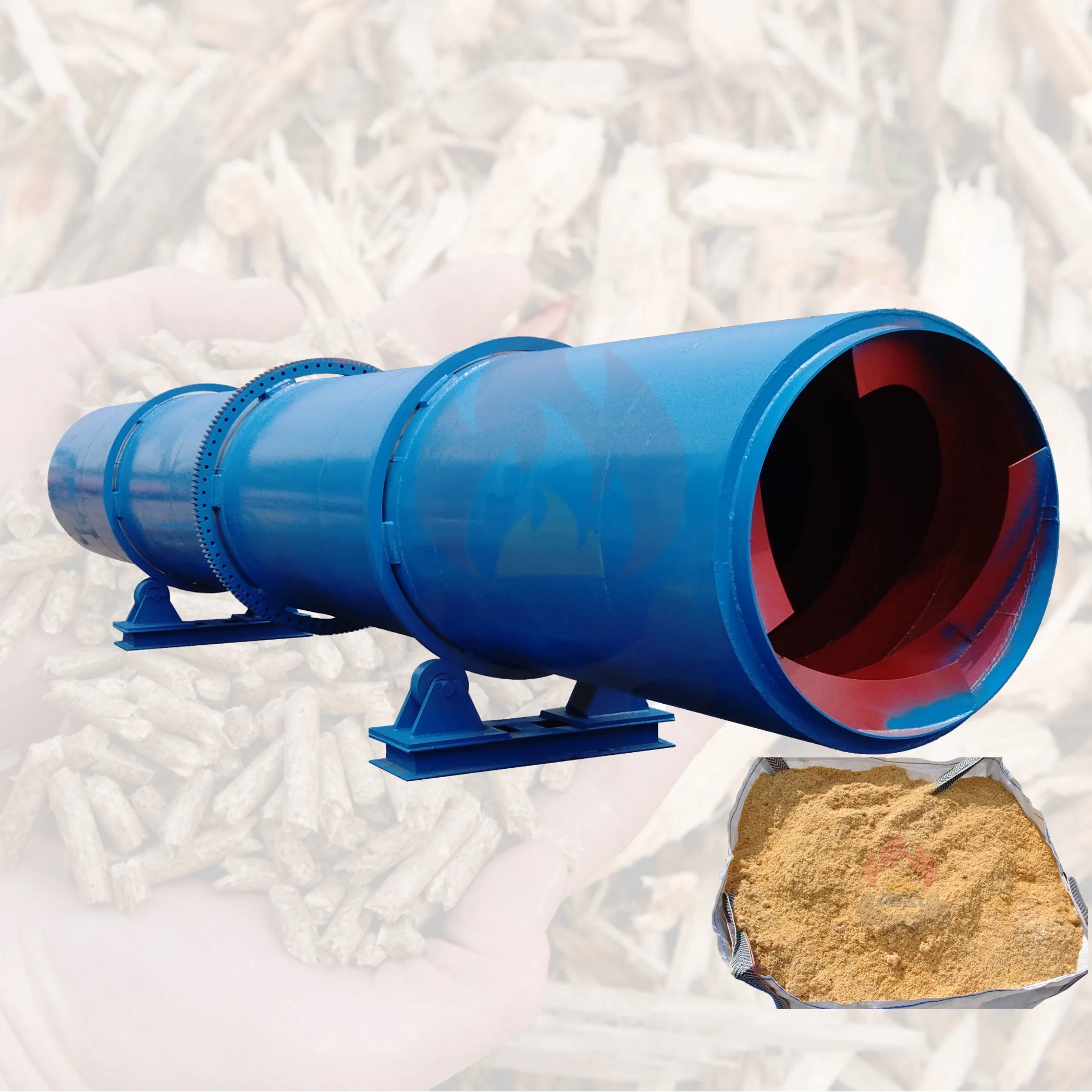 5000 Kg/H Air Flow Pipe Grass Peanut Shell Wood Chips Shaving Sawdust Dryer for Sawdust