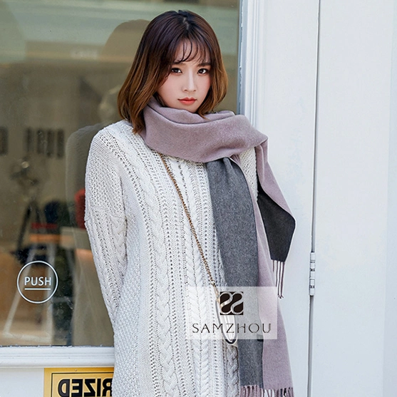 Winter Core Spun Yarn Scarf Two Tone Colour Fashion Shawl