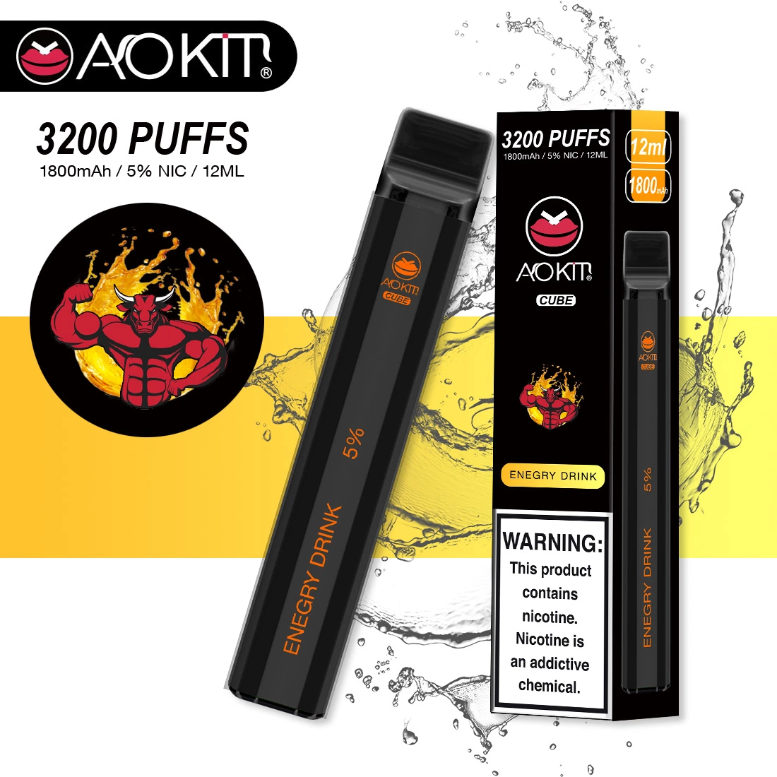 Aokit Cube одноразовых Vape 3200 Puffs одноразовые Pod Vape перо заводская цена одноразовые Электронные сигареты