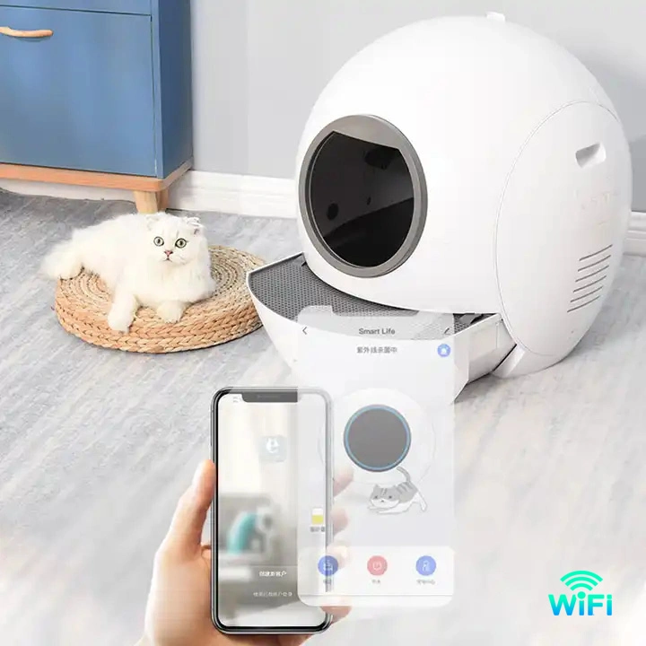 Intelligent Setting Automatic Mode Smart WiFi Control Cat Toilet Auto Cleaning Phone Remote Cat Litter Tray Health Disinfecting UV Sterilizing Cat Litter Box