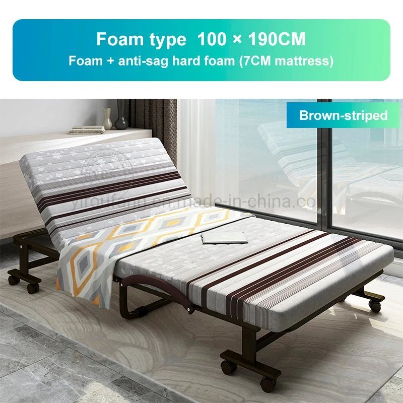 Comercio al por mayor cama plegable mobiliario ahorrar espacio en el marco de metal muebles con 2 Gira
