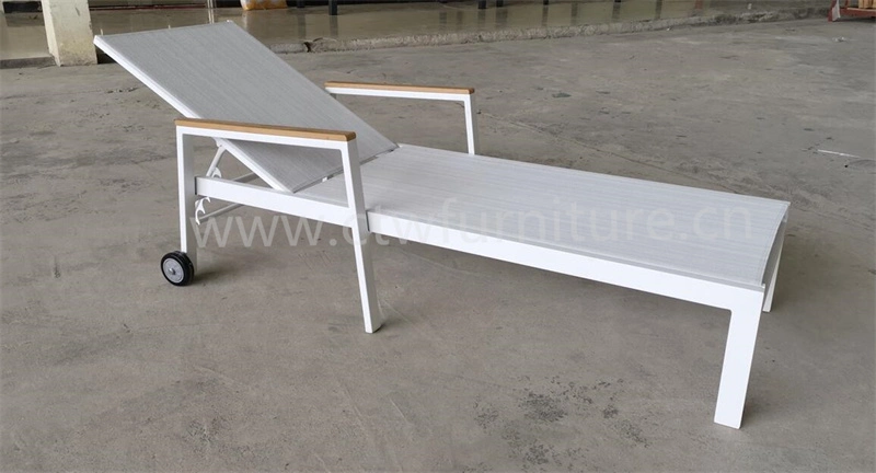 Aluminium Rahmen Textilschling Outdoor Liegestuhl Chaise Beach Chair Am Pool Sonnenliege