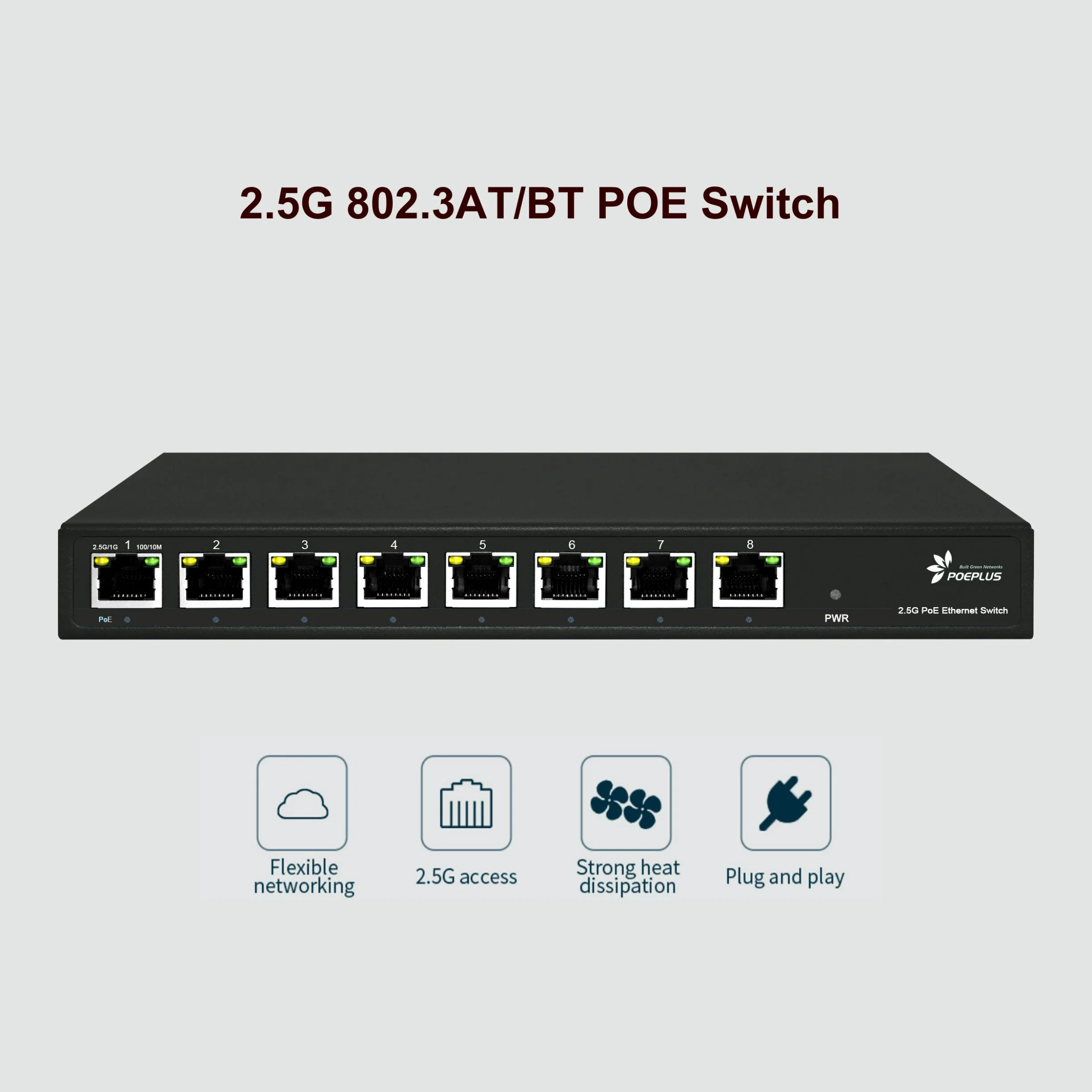 8 Port Full 2.5g Smart Web Managed Poe Switch 802.3at/Bt