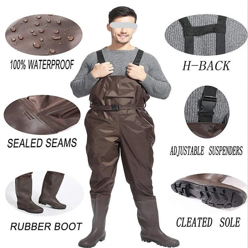 Boot Foot Chest Waders 2-Ply Nylon/PVC Fishing & Hunting Lightweight Waterproof Ci13223