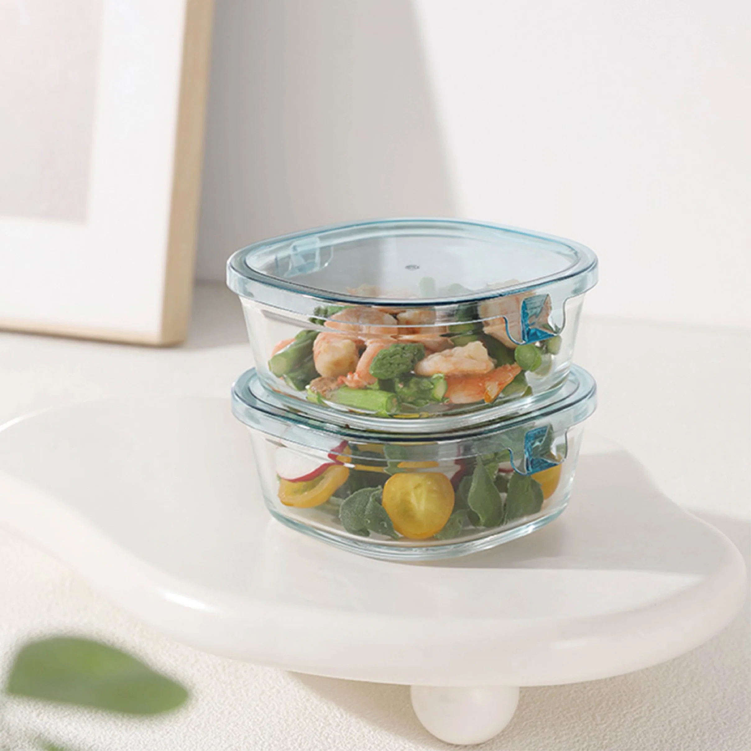 The Glass Lunch Box Can Be Heated by Microwave to Work with a Lunch Box Fruit Salad Bento Box Refrigerator Storage Crisper Box