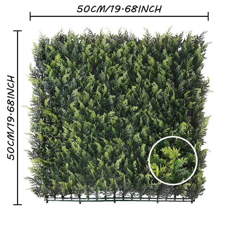 High quality/High cost performance 50*50cm Artificial Foliage Boxwood Panels Plastic Green Hedge Plant Wall