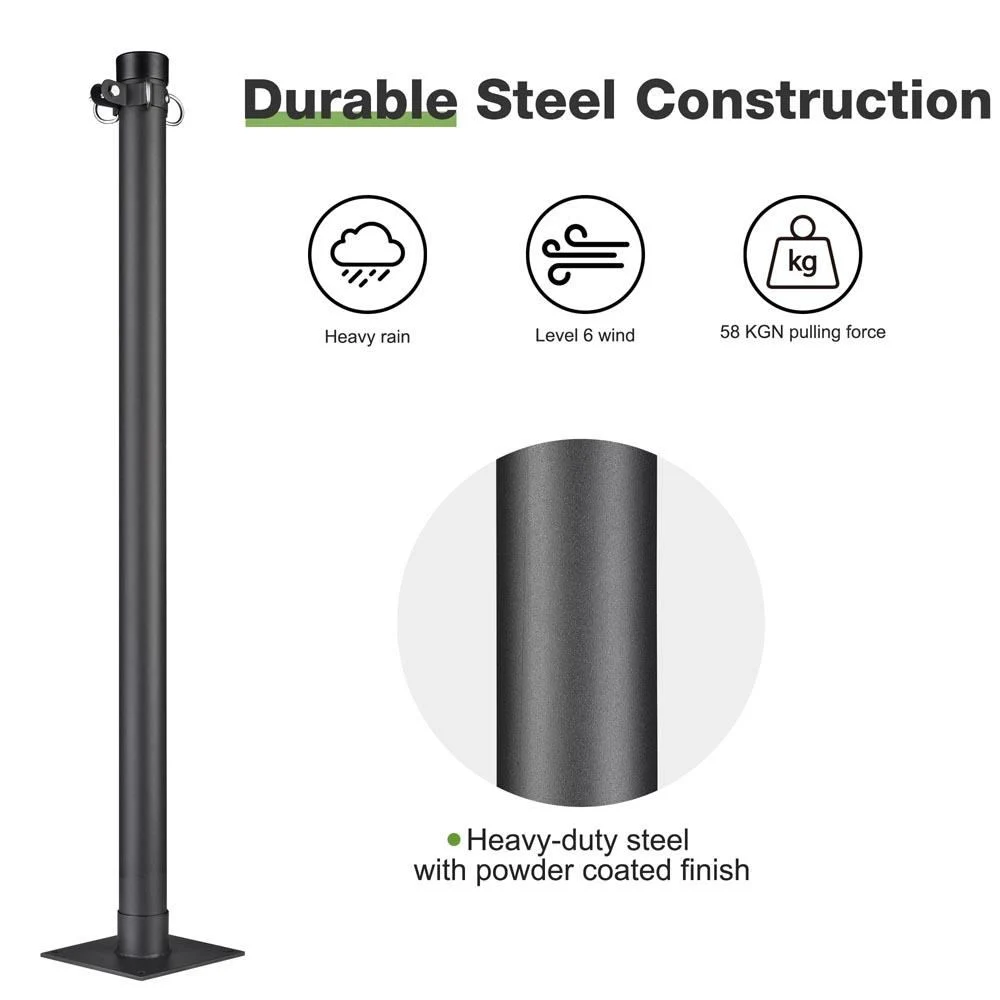 Jh-Mech String Light Poles Backyard Decoration Heavy Duty Steel Post Stand for Outdoor Sun Shade Sail Pole