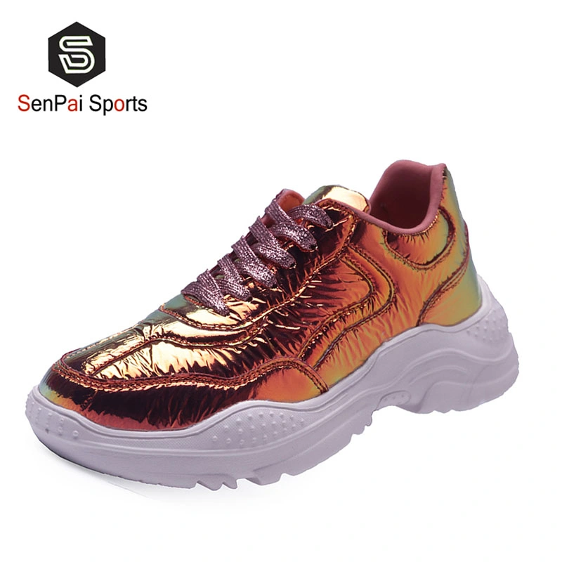 2023 New Hotsell Lady Shinny PU Fashion Sneakers Popular Casual Shoes