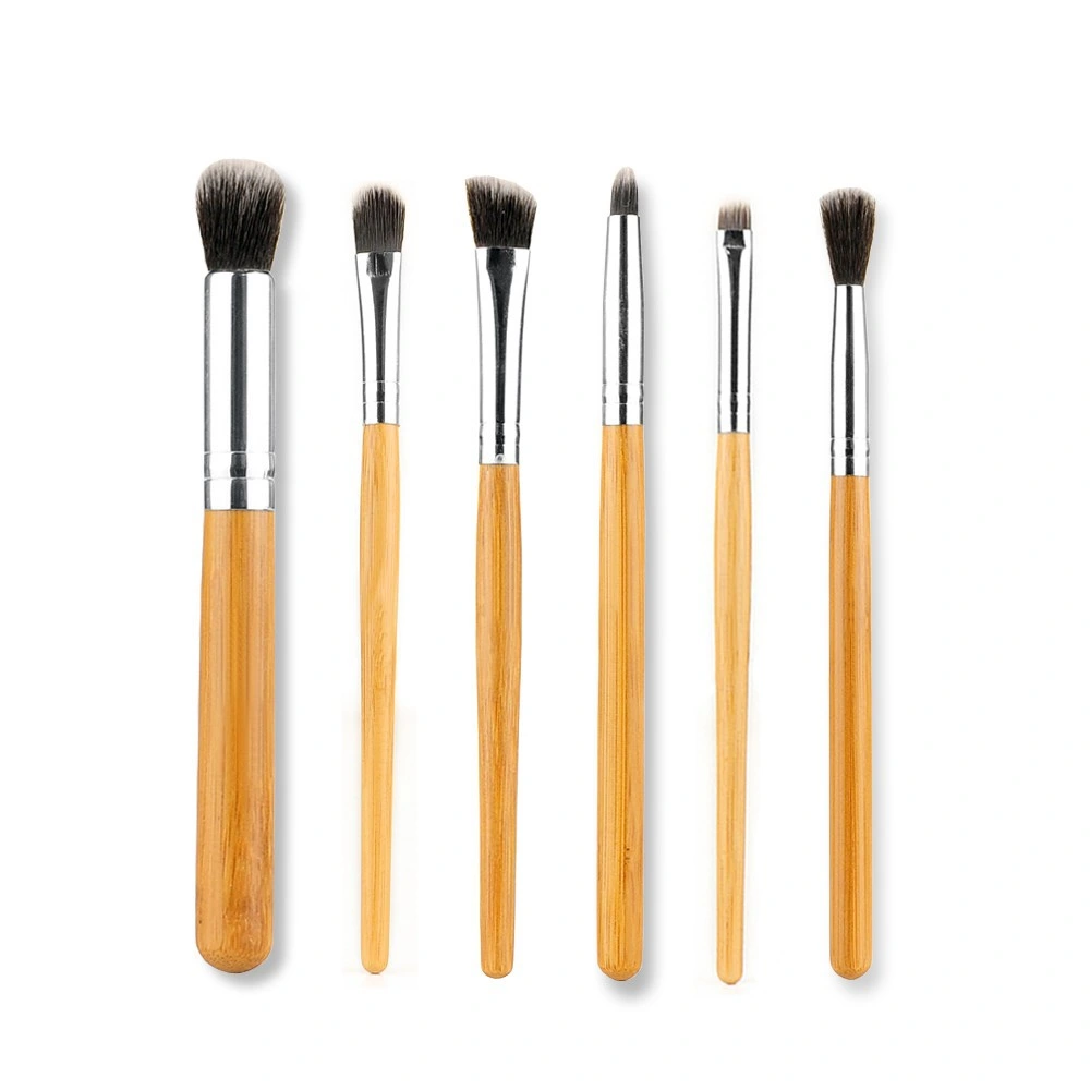 Mayorista/Proveedor de fábrica de herramientas de belleza 6pzas Asa Bambú Set de Maquillaje de Labios Eyeshadow Brush Pincel corrector