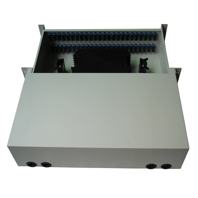 FTTH Indoor Outdoor 12 24 48 96 Core Sc APC Fiber Optic Termination Box 96 Core ODF 2u Rack Fiber Cable Distribution Box