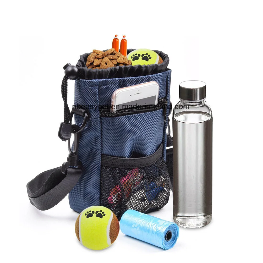 Multi-Functional Portable Pet Dog Treat Training Bag + Free Poop Bag, Built-in Pouch Poop Bag Dispenser, Easily Carries Pet Toy Treats Adjustable Esg10229