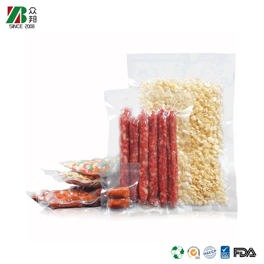 Moisture Proof Clear Flat Mouth Packaging Food Chicken, Duck, Ham Plastic Vacuum Sealer Bags