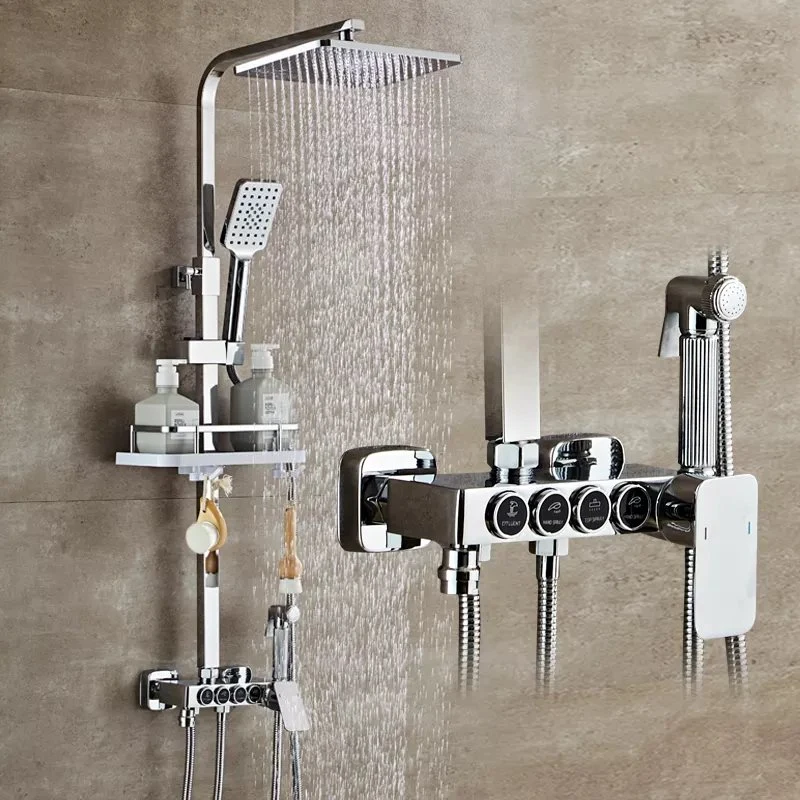 Modern Shower Set Wall Mounted Stainless Steel Tap Bathroom Taps Brass Kits Rain Rainfall Mixer Faucet Shower Set