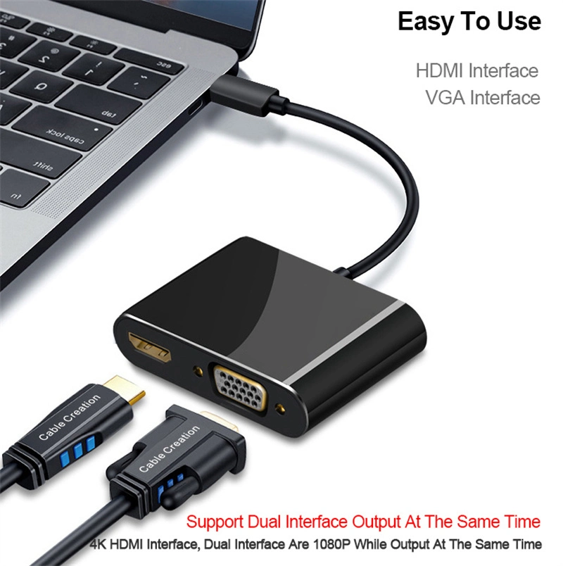 New Premium Wholesale/Supplier Type C Hub USB3.1 USB 3.0 VGA to HD Mi VGA Adapter for Home Audio&Video Equipment