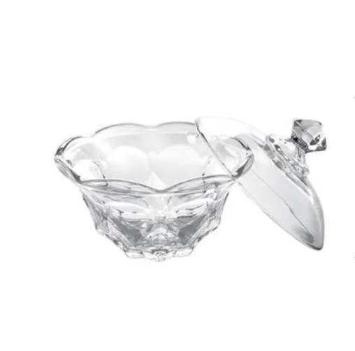 High Quality Crystal Glass Candy Jar Set with Plate