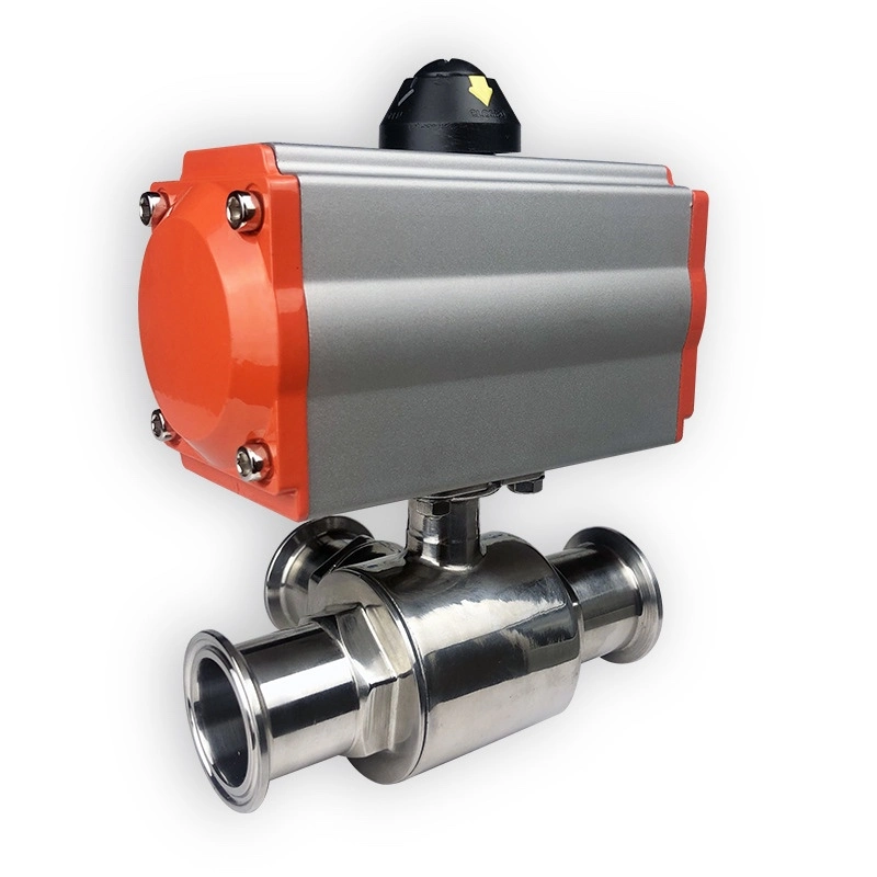 Sanitary Stainless Steel 304/316 Rotary Pneumatic 3 Way Ball Valve