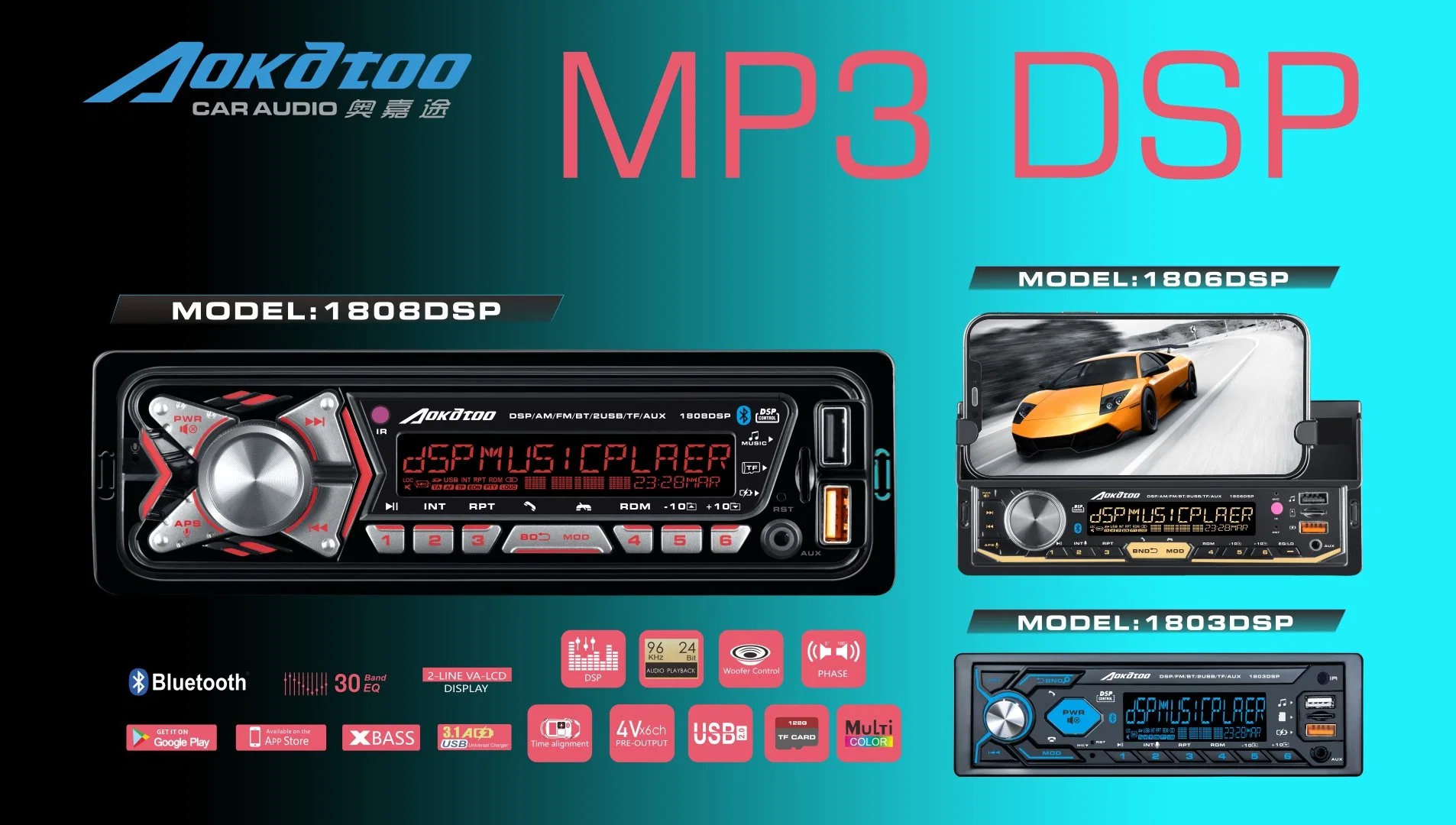 Alquiler de reproductores de MP3 Panel fijo Bluetooth USB SD AM FM DAB+RDS