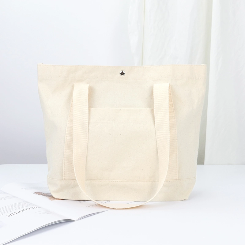 OEM/ODM Blank White RPET Cotton Canvas Handbag Daily Life Linen Tote Bag