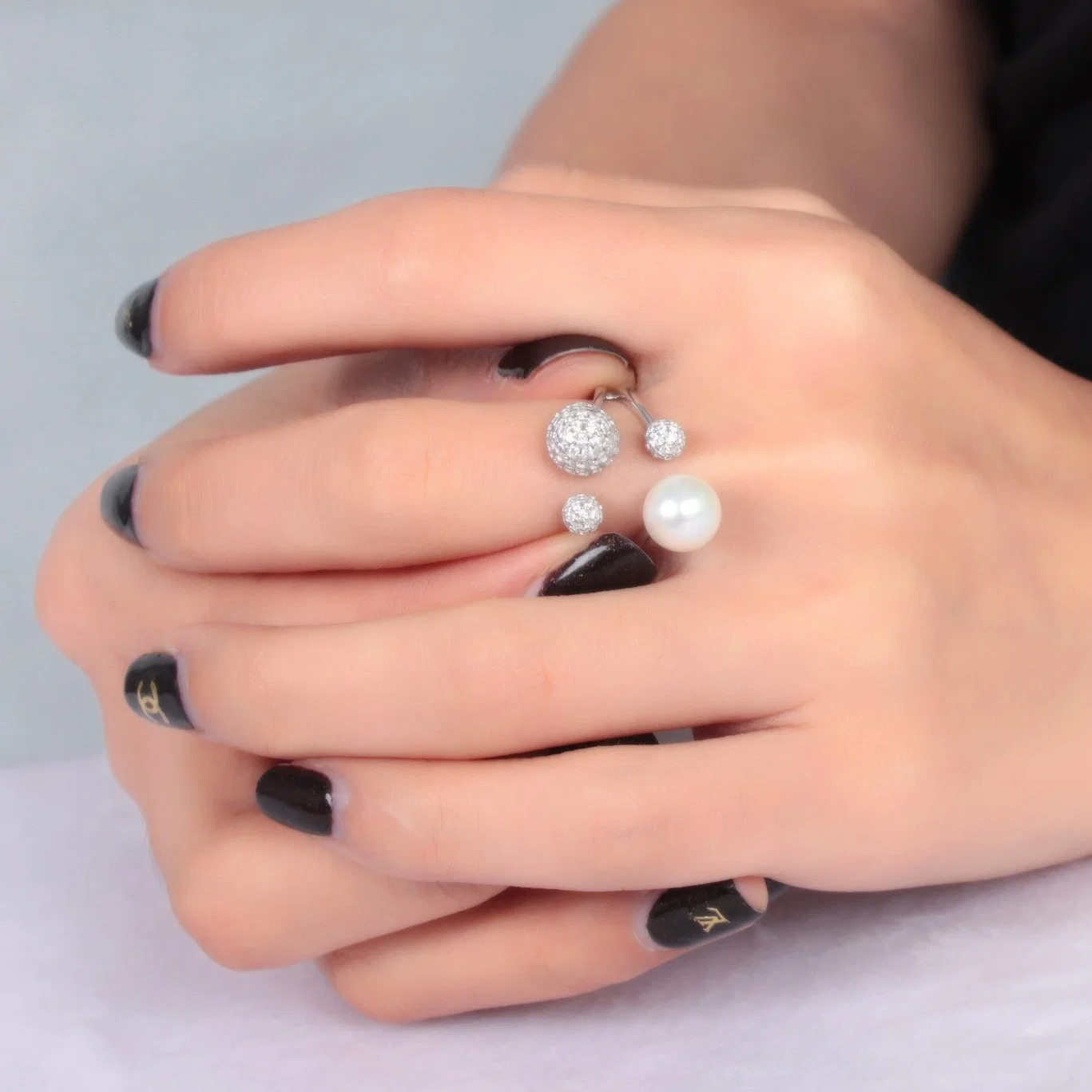 Bisutería Cordones con perla 925 Joyería de Plata joyas de diamantes anillo abierto de lujo