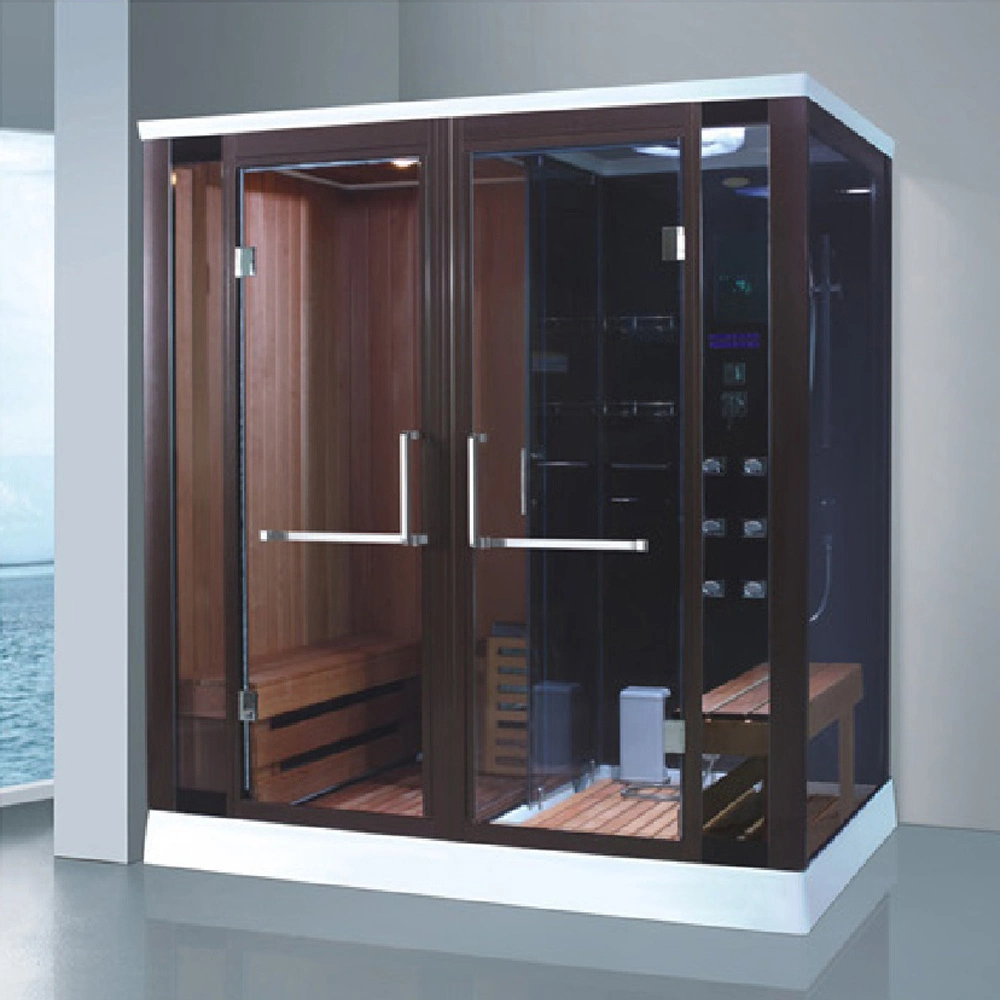 Quarto Luxury Design FAR Infrared Steam Sauna seca tradicional de fibra de vidro E Wet Steam com Duche Room